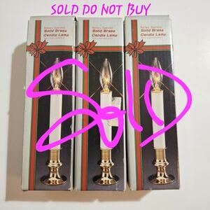 Vintage Brass Candle Lamp Battery Operated Set Of 3 Christmas Window Lighting